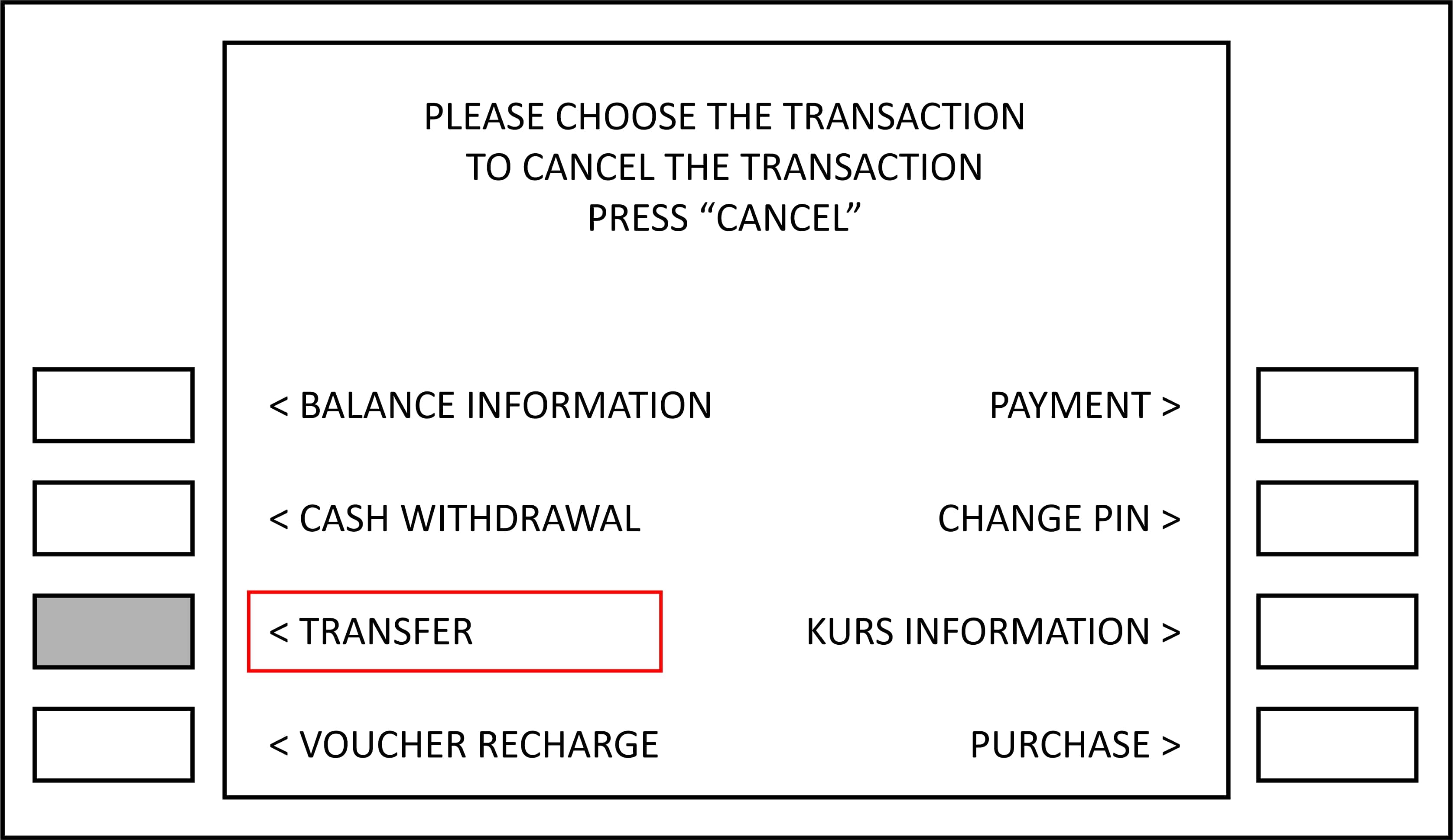 payment via bca atm machine step 2