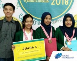 The RMIK D3 student team won 3rd place in the 2018 Indonesian Medical Record Olympiad.