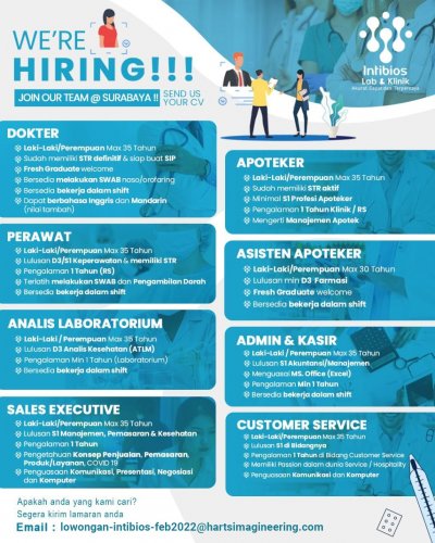 Job Vacancies Intibios Lab Placement Surabaya
